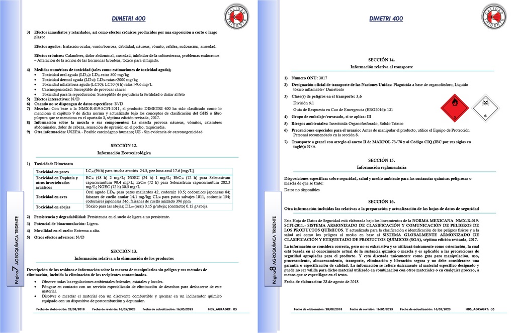 DIMETRI 400 (DIMETOATO) - 950 ML