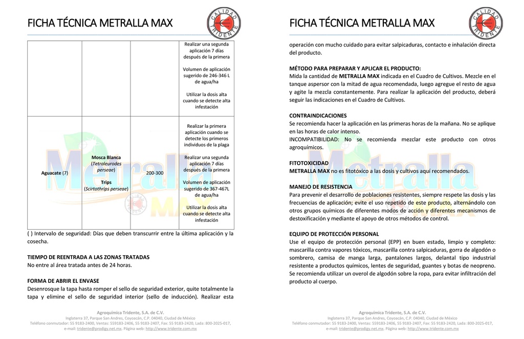 METRALLA MAX (IMIDACLOPRID+LAMBDA CYALOTRINA) - 1 L
