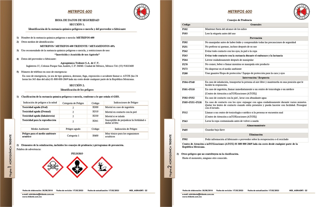 METRIFOS 600 (METAMIDOFOS) - 450ML