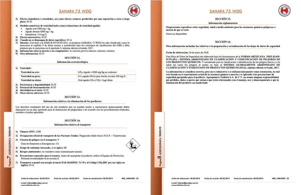 SAHARA 75WDG (TIAMETOXAN) - 200GR
