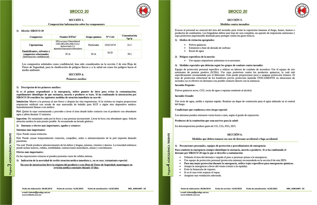 SIROCO 20EC (CIPERMETRINA) - 240ML