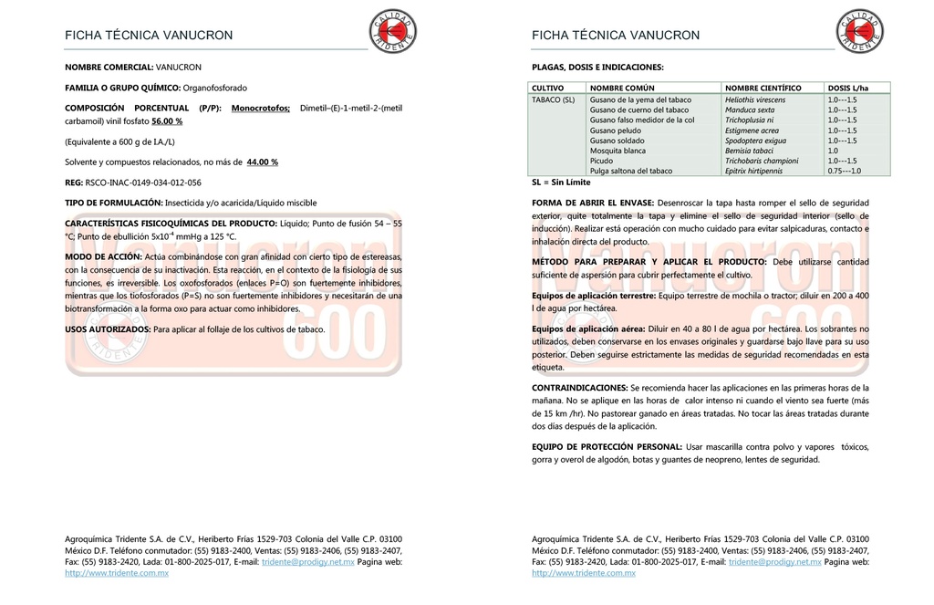 VANUCRON 600 (MONOCROTOFOS) - 1L
