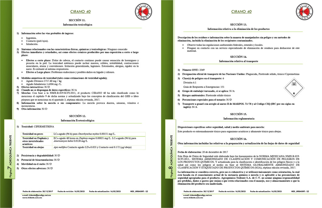 CIRANO 40PH (CIPERMETRINA) - 250ML
