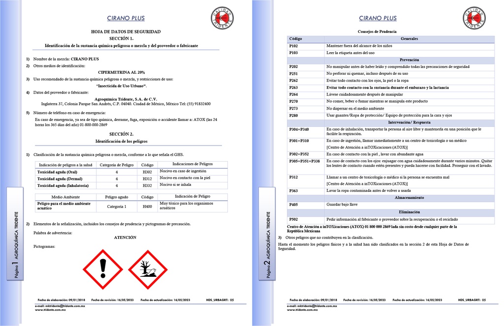 CIRANO PLUS URBANO (CUPERMETRINA) - 100ML