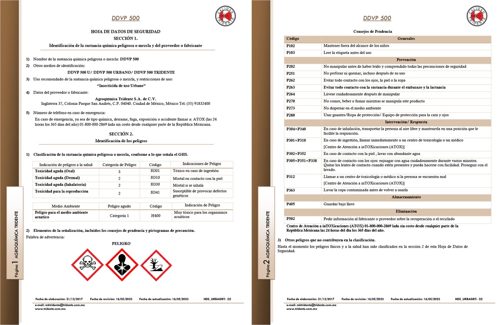 DDVP 500U (DICLORVOS) - BOTELLA 1L