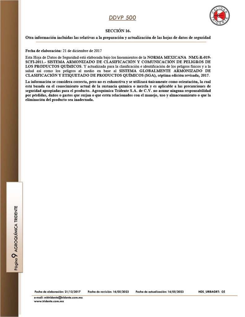 DDVP 500U (DICLORVOS) - BOTELLA 1L