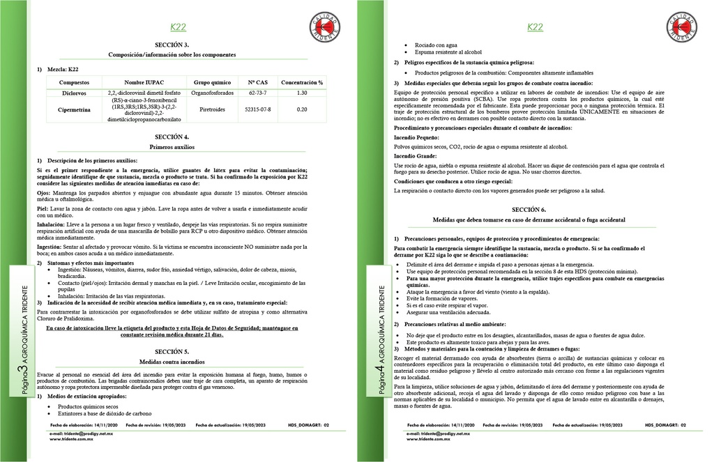 INSECTICIDA EN AEROSOL K22 URBANO (DICLORVOS, CIPERMETRINA) - 500 ML