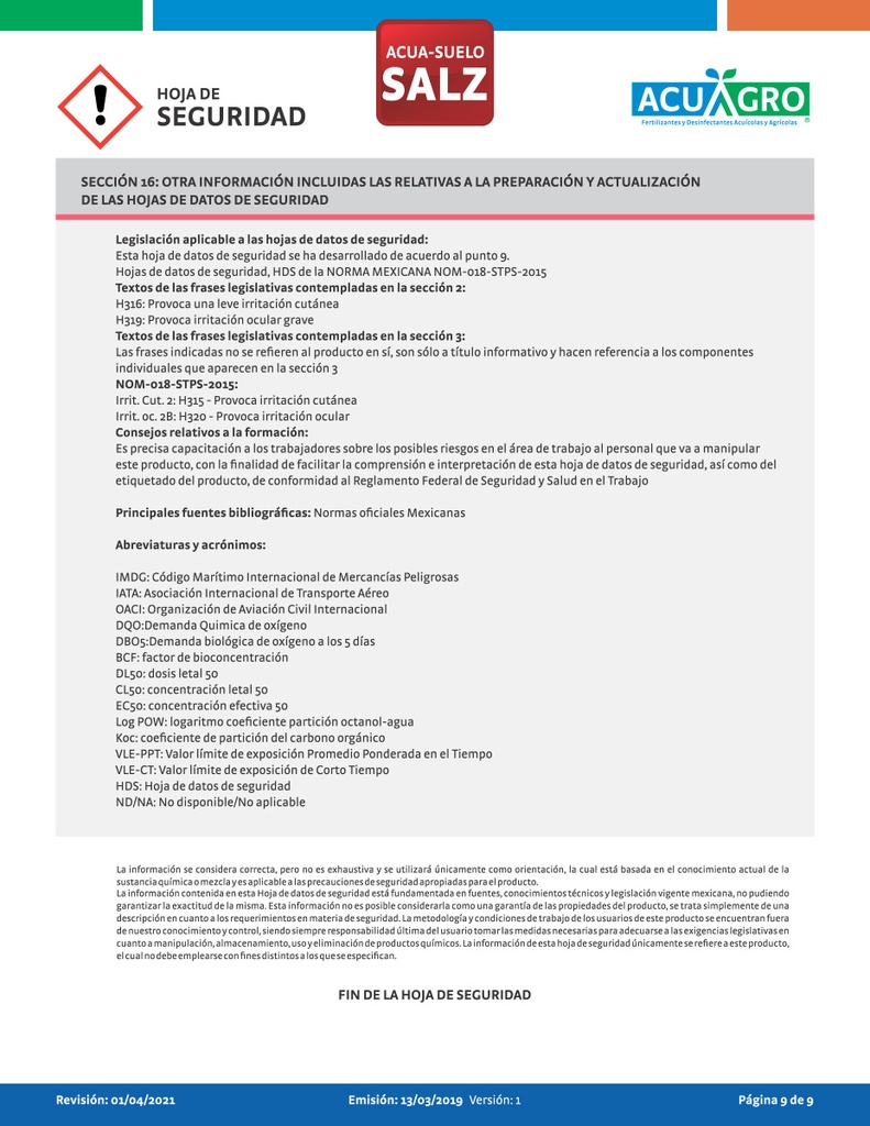 ACUASUELO SALZ - 20 L