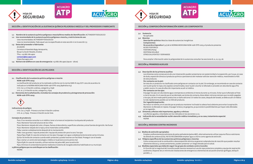 ACUAGRO ATP - 20 L