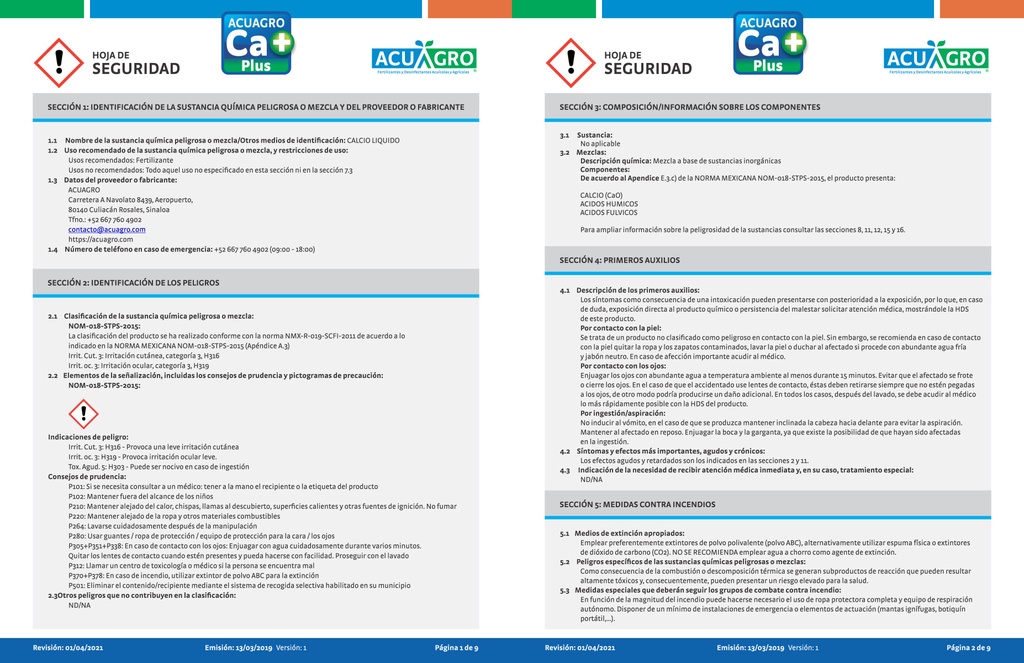 ACUAGRO CA + PLUS - 20 L