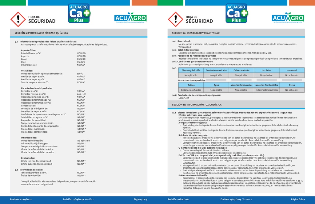 ACUAGRO CA + PLUS - 20 L