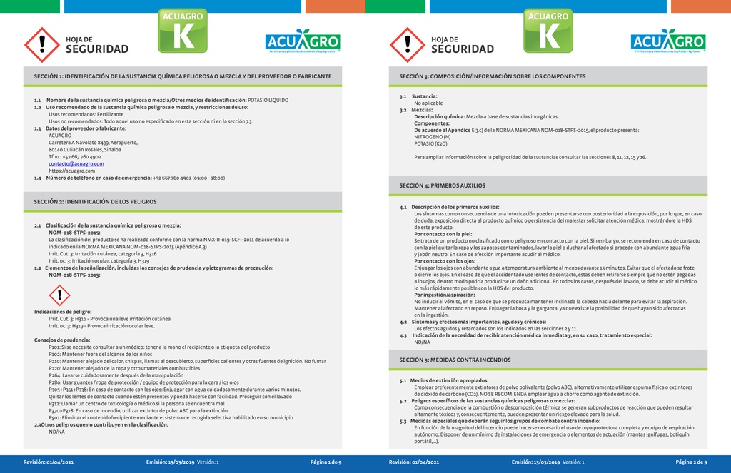 ACUAGRO K - 20L