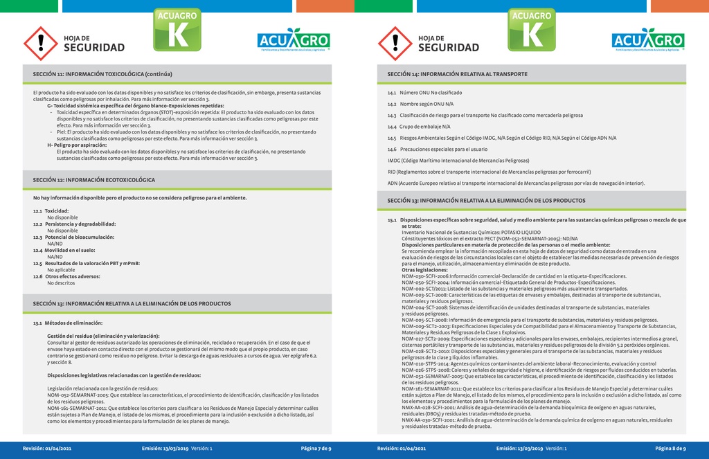 ACUAGRO K - 20L
