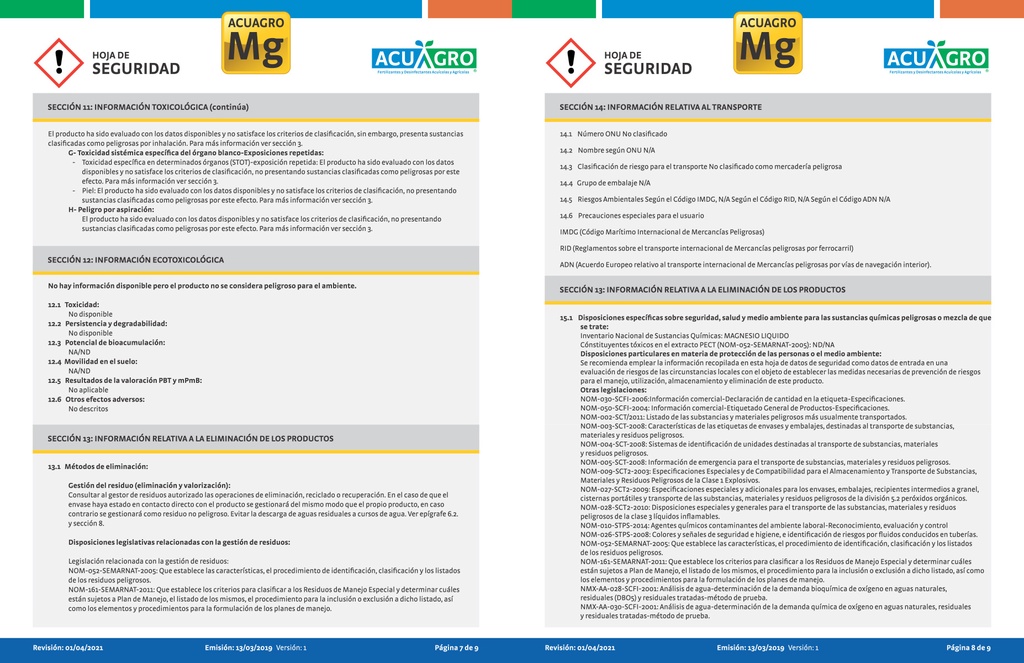 ACUAGRO MG -20 L
