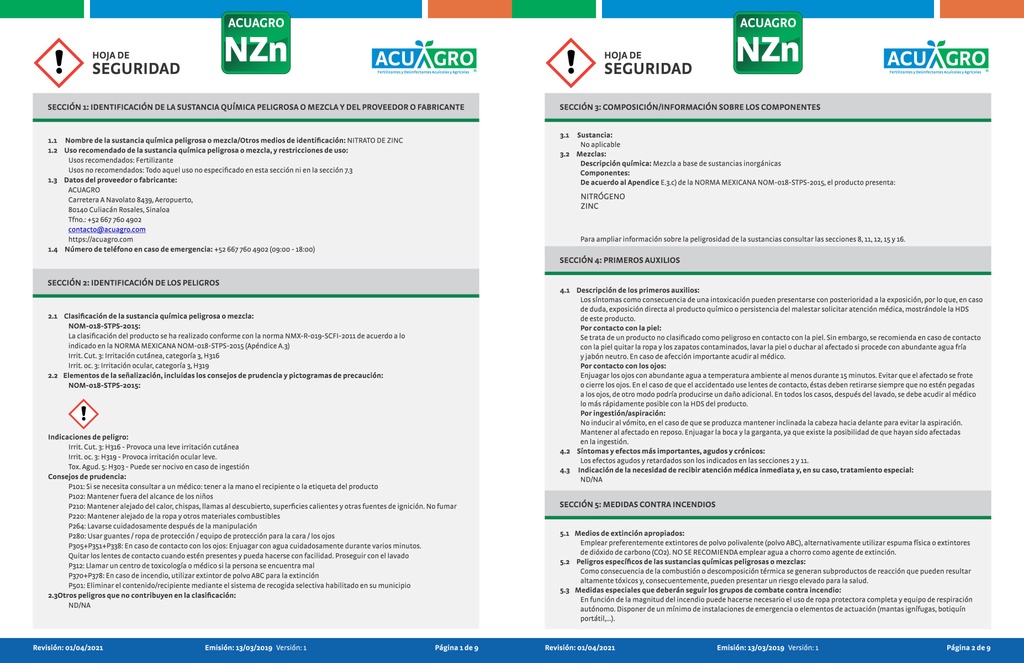 ACUAGRO NZN - 20L