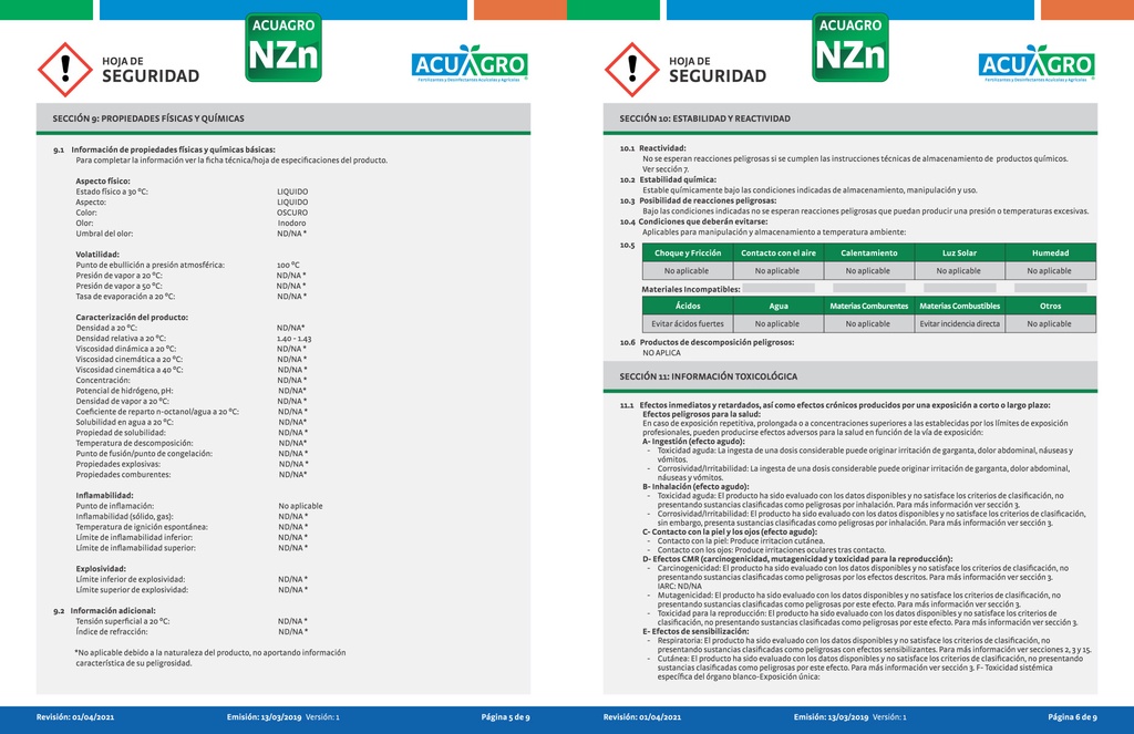 ACUAGRO NZN - 20L