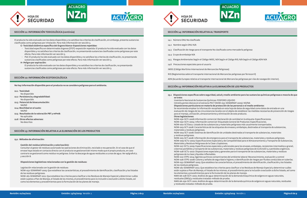 ACUAGRO NZN - 20L