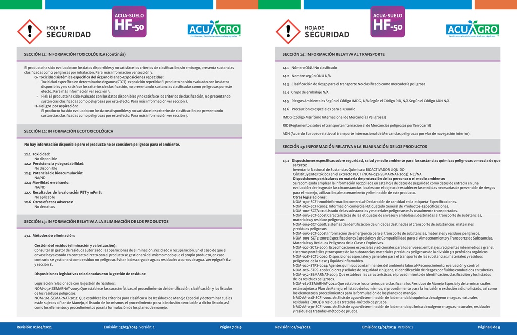ACUASUELO HF 50 - 20L