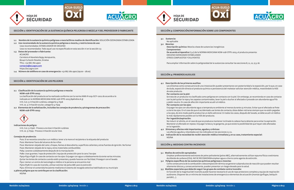 ACUASUELO OXI -20L