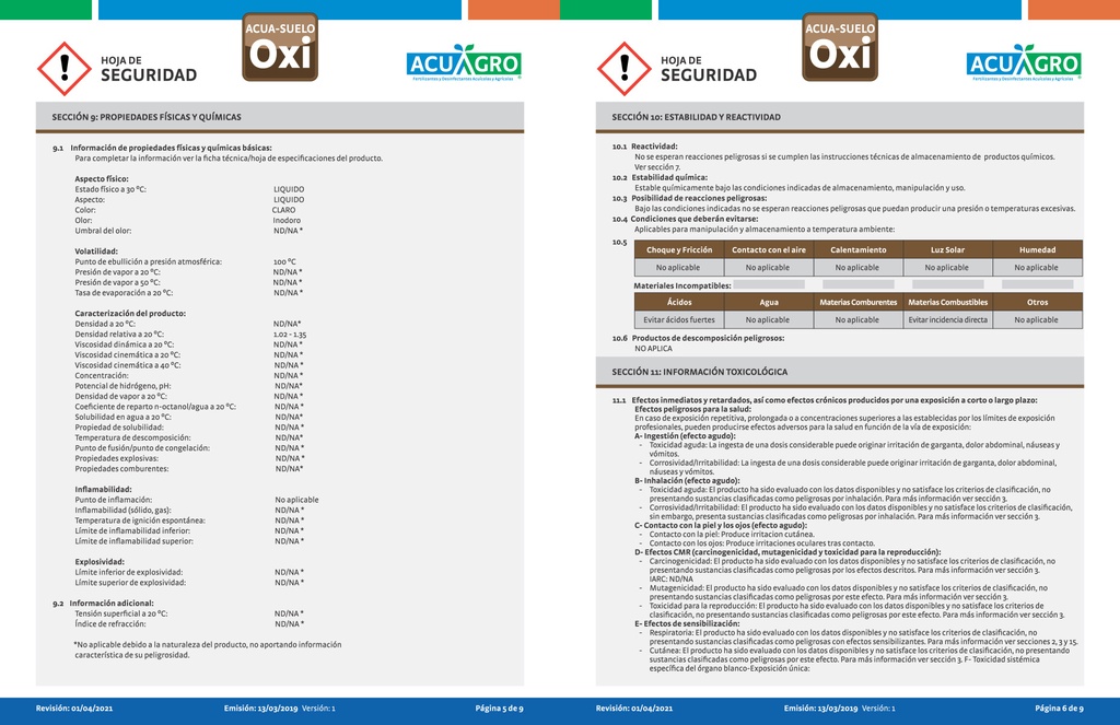 ACUASUELO OXI -20L