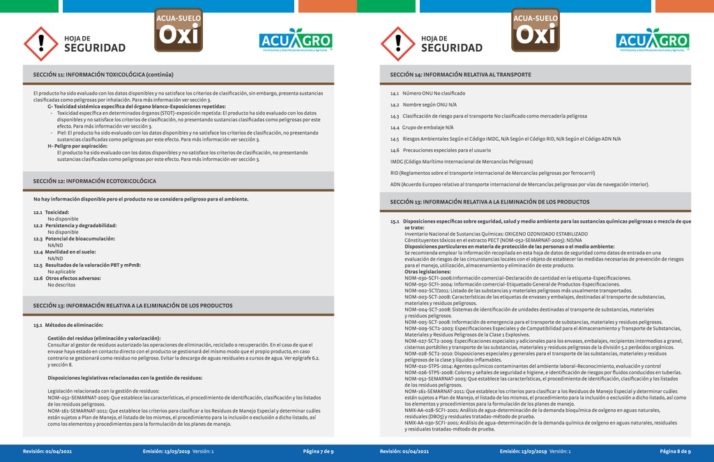 ACUASUELO OXI -20L