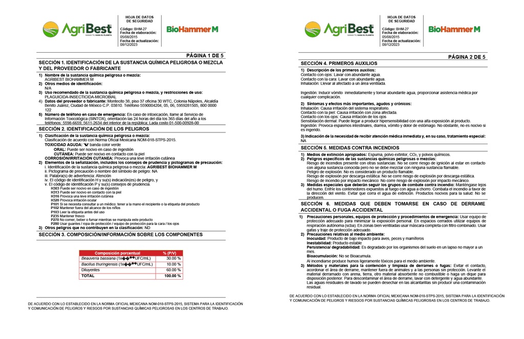 BIOHAMMER M - BOTELLA 1L