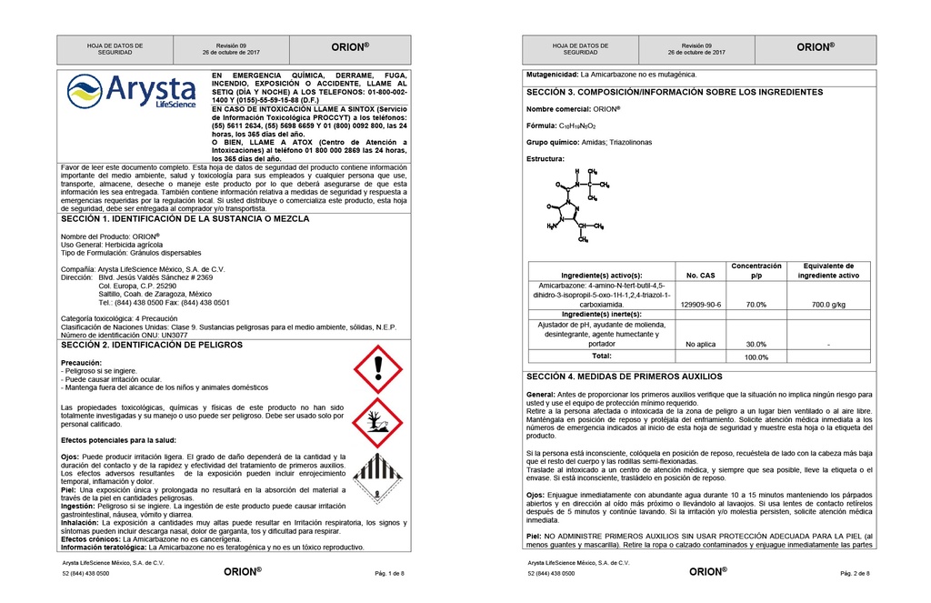ORION (AMICARBAZONE) - BOLSA 1 KG