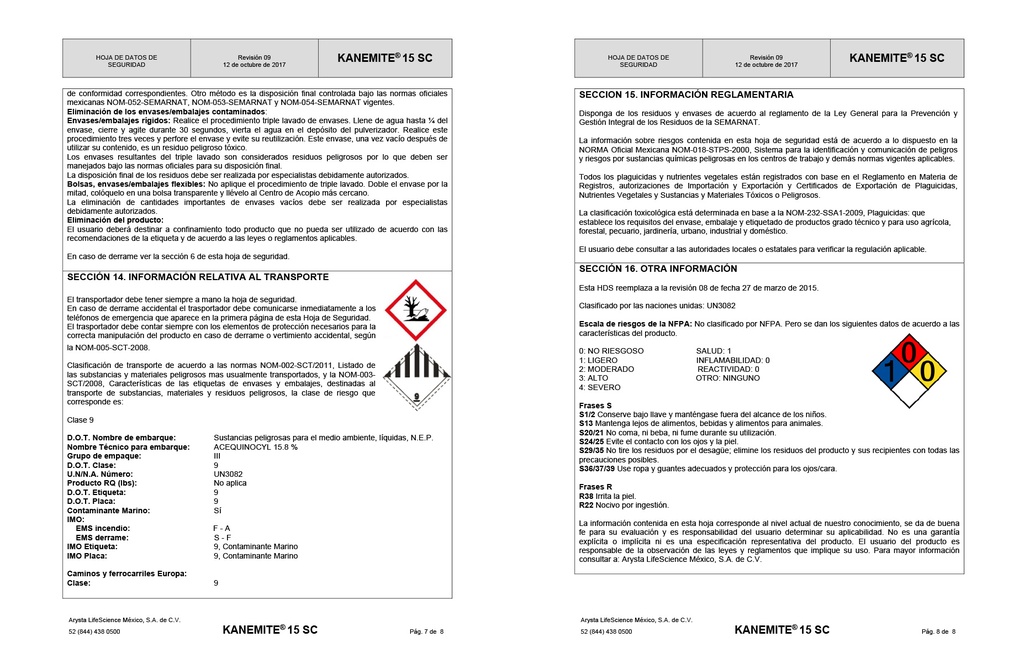 KANEMITE (ACEQUINOCYL) - BOTELLA 1L