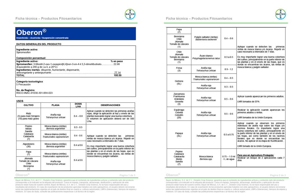OBERON (ESPIROMESIFEN) - 1L