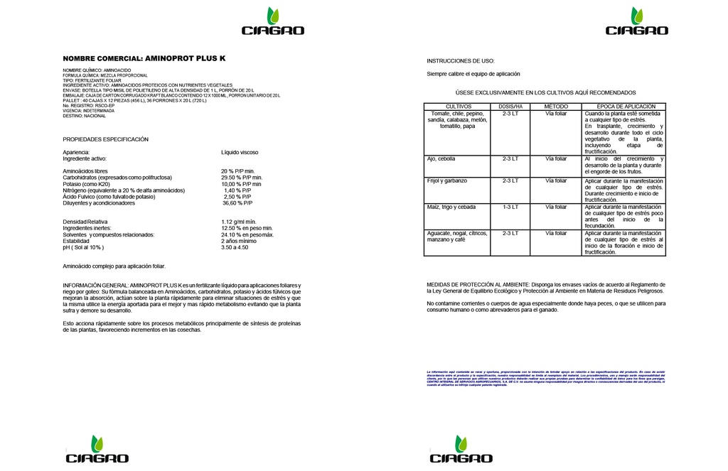 AMINOPROT PLUS K - 1L