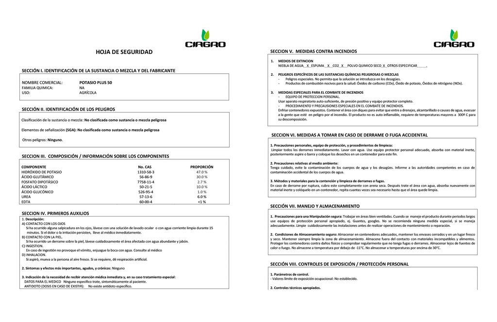 POTASIO PLUS 50 - 1L