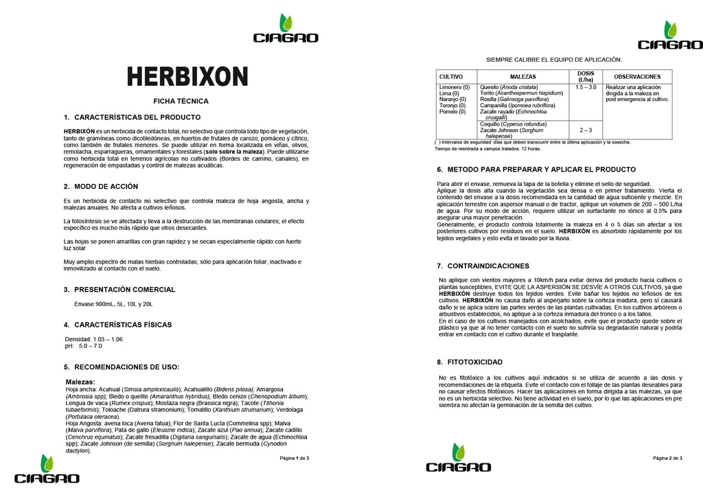 HERBIXON (PARAQUAT) - GARRAFA 5L