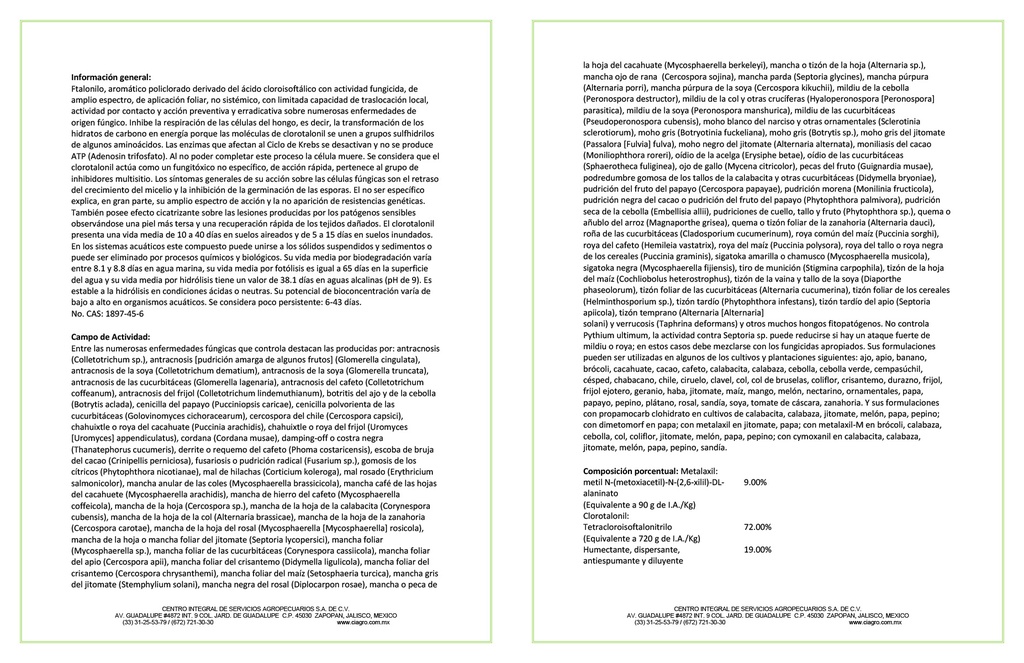 FALCON CLN (METALAXYL+CLOROTALONIL) - BOLSA 1KG