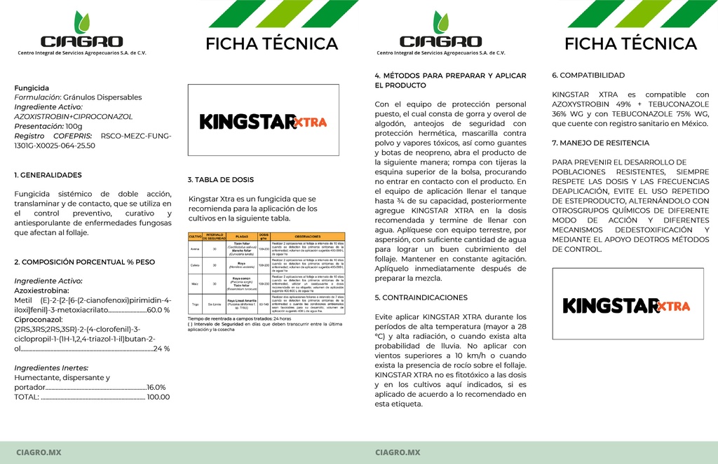 KINGSTAR XTRA (AZOXYSTROBIN+CIPROCONAZOL) - FRASCO 100 G