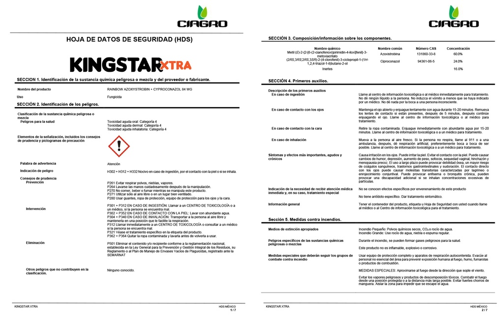 KINGSTAR XTRA (AZOXYSTROBIN+CIPROCONAZOL) - FRASCO 100 G
