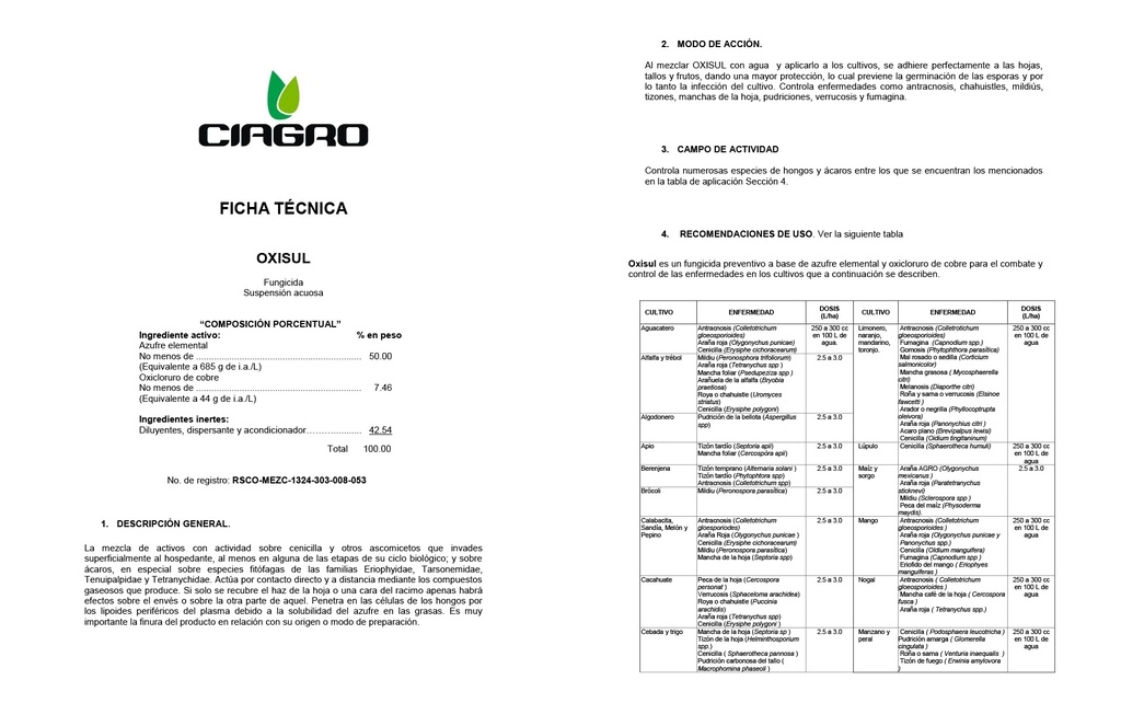 OXISUL (AZUFRE+OXIC DE CU) - 1L