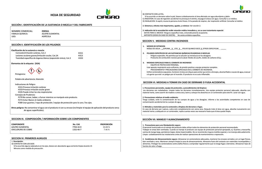OXISUL (AZUFRE+OXIC DE CU) - 1L