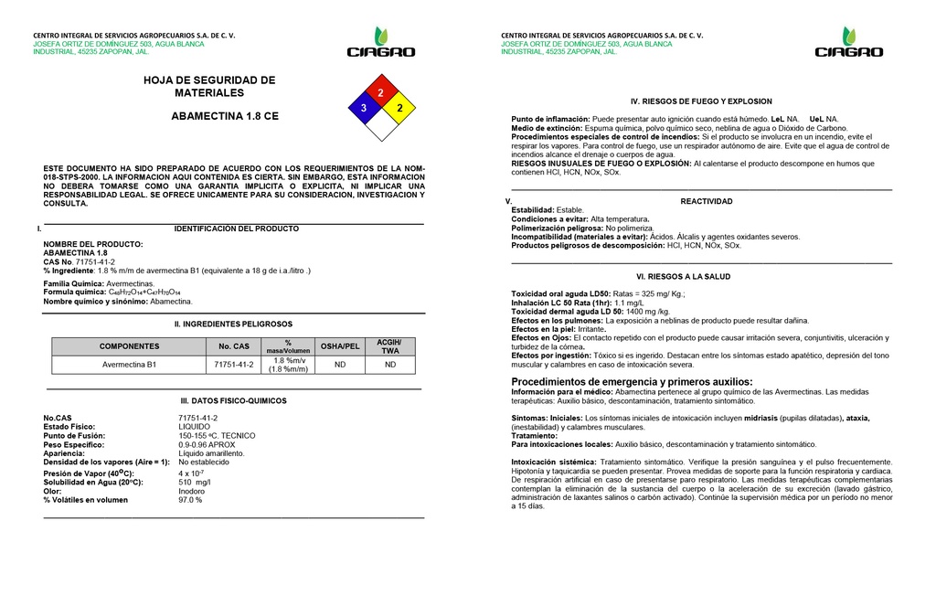 ABAMIN (ABAMECTINA 1.8 CE) - 950ML