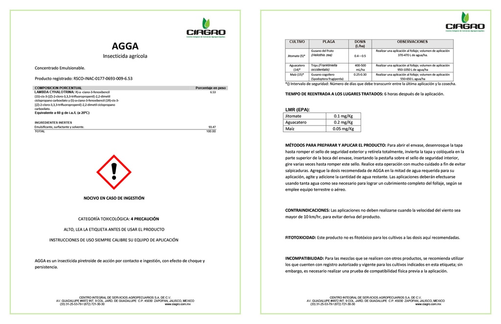 AGGA (LAMBDA CYHALOTRINA) - 250ML