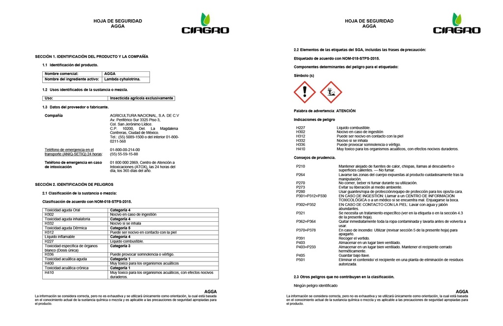 AGGA (LAMBDA CYHALOTRINA) - 250ML