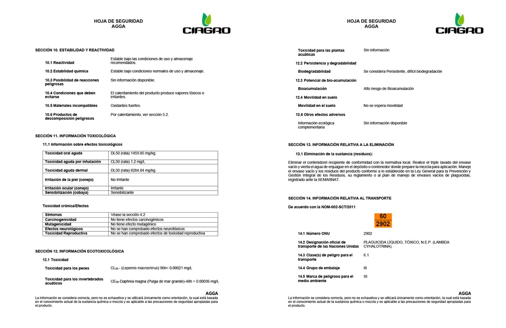 AGGA (LAMBDA CYHALOTRINA) - 250ML