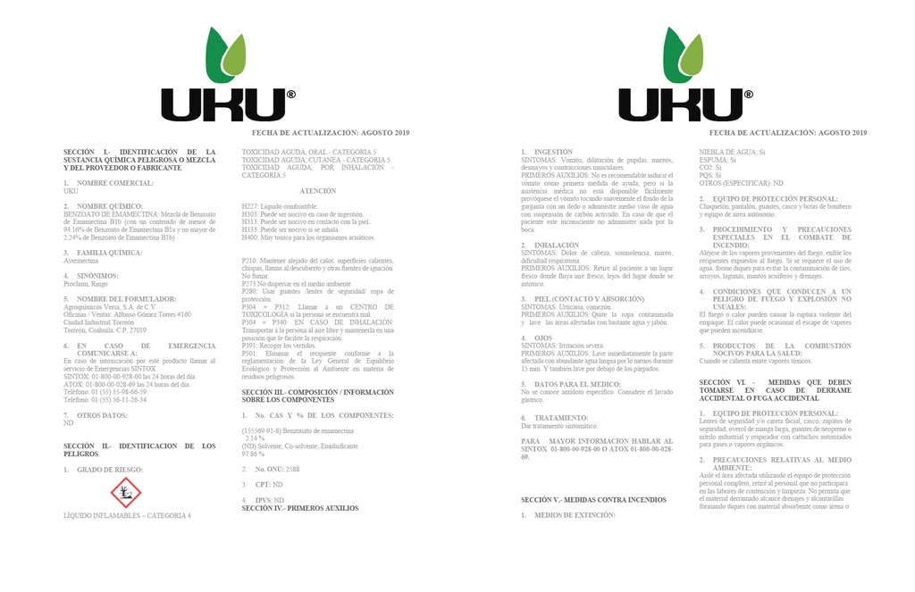 UKU (BENZOATO DE EMAMECTINA) - 100ML