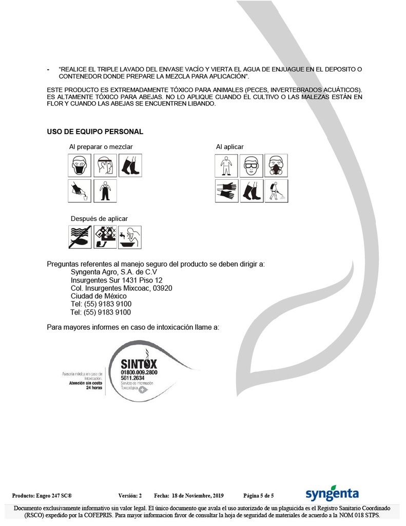 ENGEO 247SC (LAMBDACIALOTRIN+TIAMETOXAM) - BOTELLA 200ML