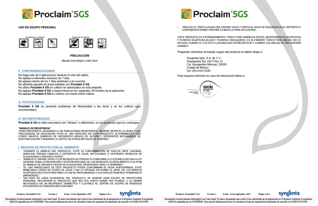 PROCLAIM 5 GS (EMAMECTINA) - FRASCO 600 G