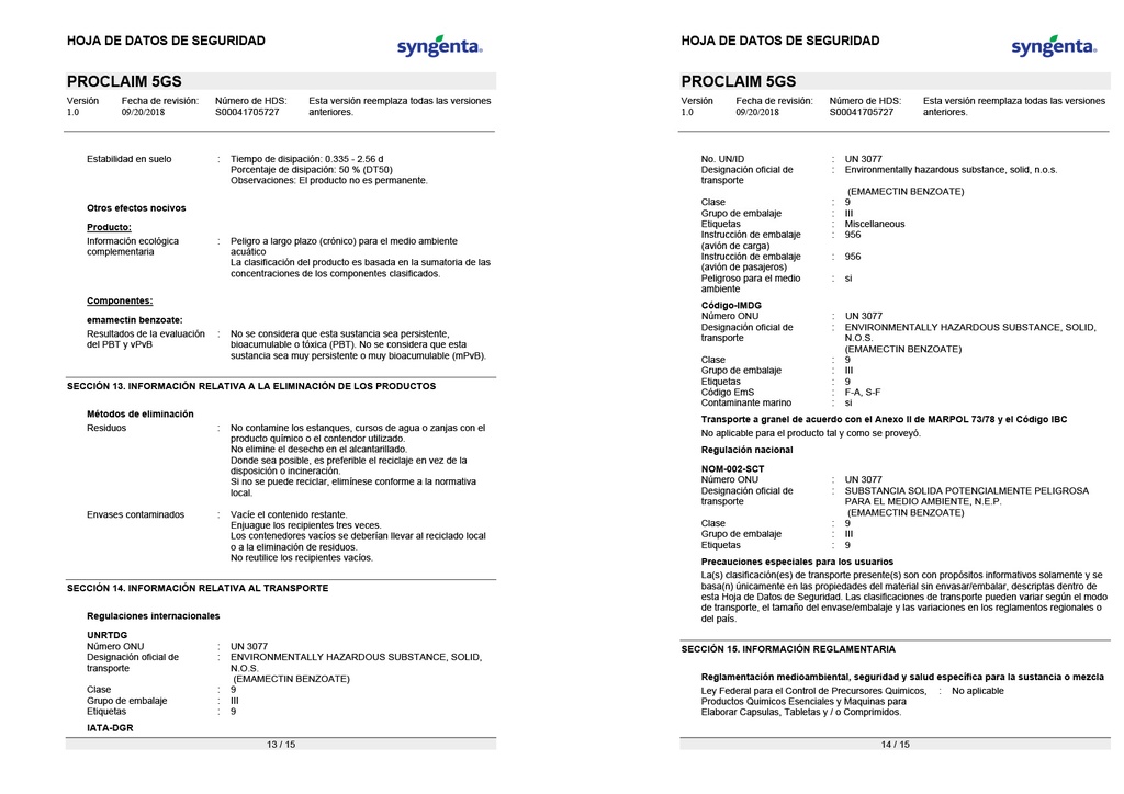 PROCLAIM 5 GS (EMAMECTINA) - FRASCO 600 G