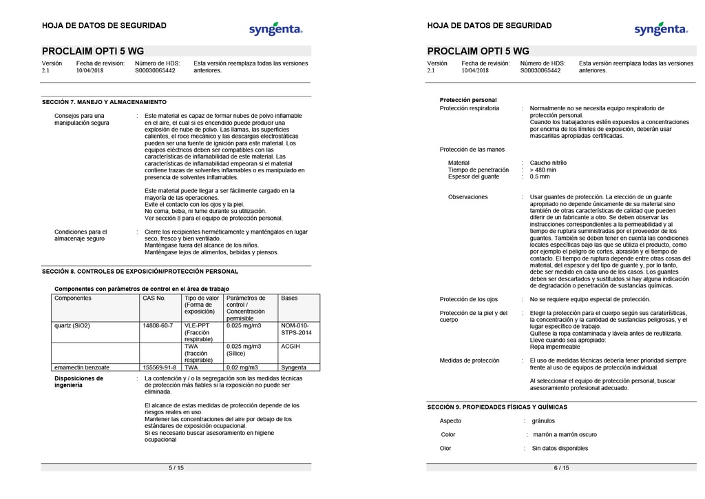 PROCLAIM OPTI 5 WG (EMAMECTINA BENZOATO) - FRASCO 600GR