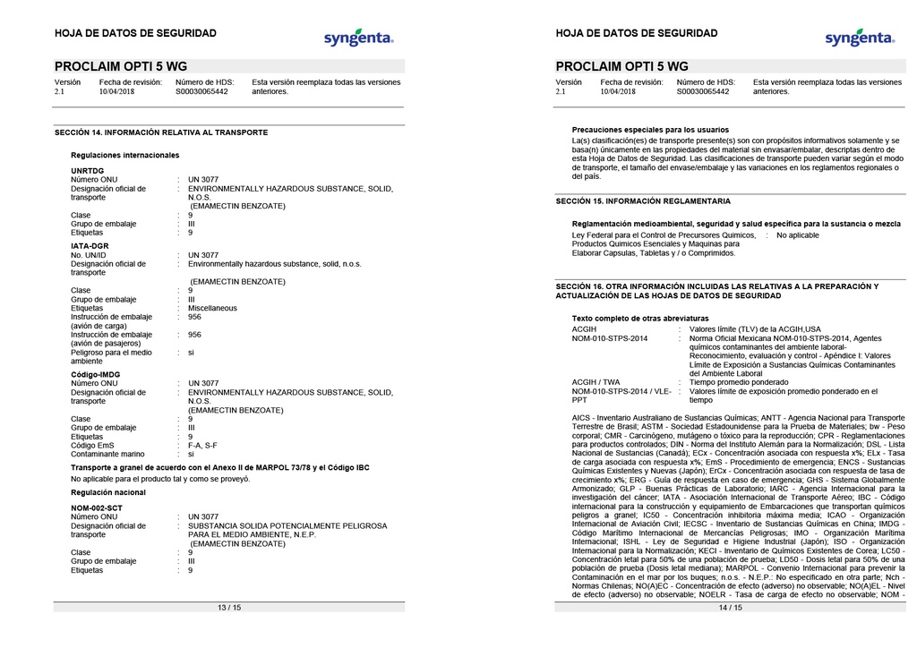 PROCLAIM OPTI 5 WG (EMAMECTINA BENZOATO) - FRASCO 600GR
