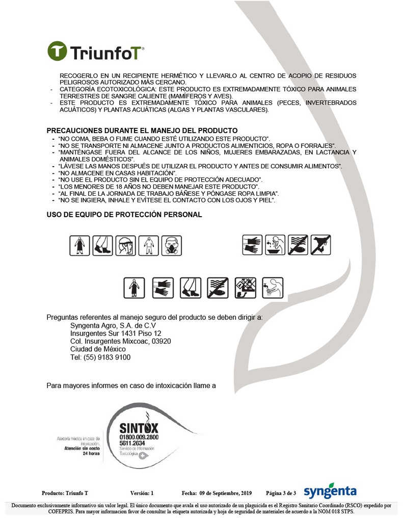 TRIUNFO T5% GRANULADO (TERBUFOS) - SACO 20 KG