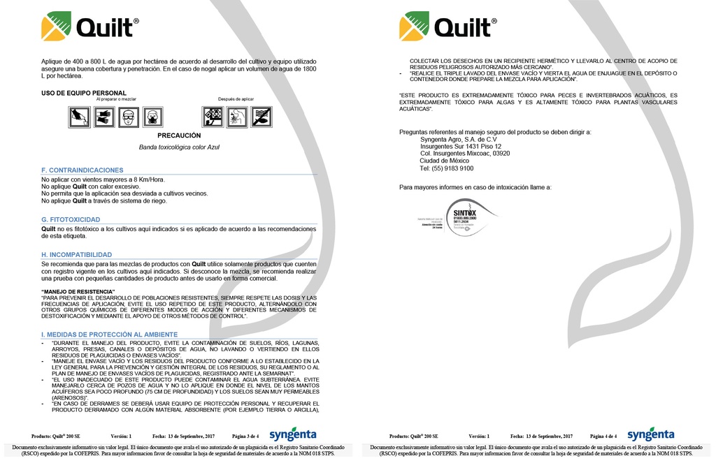 QUILT (AZOXYSTROBIN+PROPICONAZOL) - BOTELLA 800ML