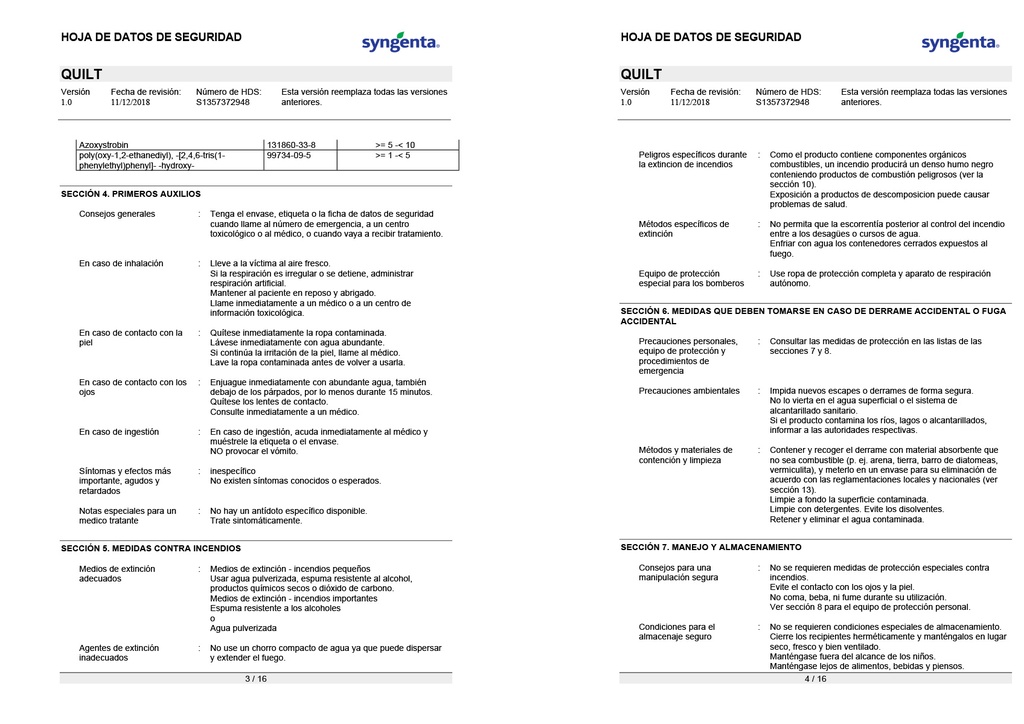 QUILT (AZOXYSTROBIN+PROPICONAZOL) - BOTELLA 800ML